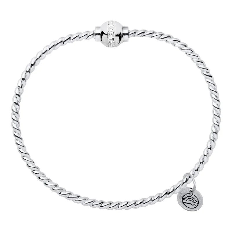 Women’s fashion bangles-Cape Cod Cubic Zirconia Twist Bangle Bracelet in Sterling Silver