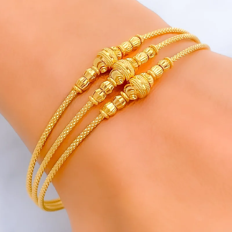 Women’s beaded bangle bracelets-Stylish Brilliant 22k Gold Bangle Bracelet