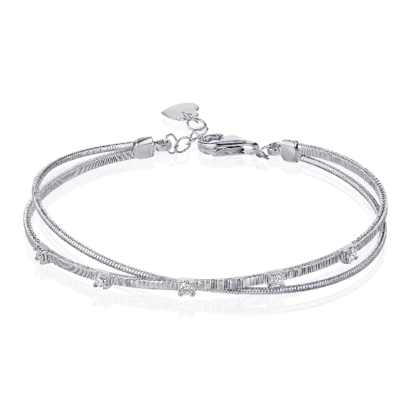 Women’s friendship bracelets-Two Row X Wire Bangle Bracelet