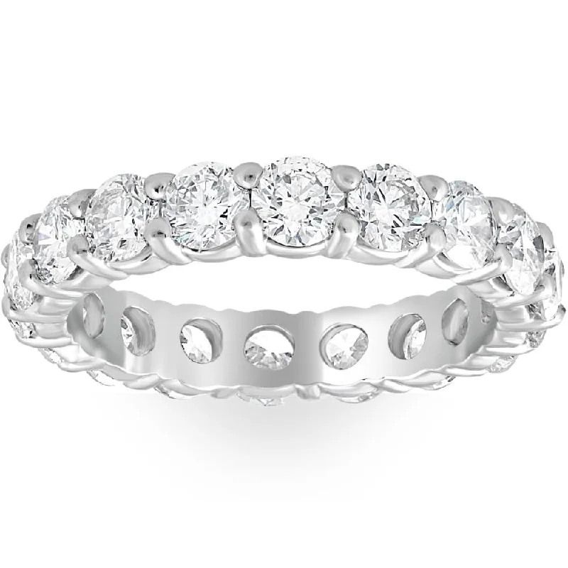 Women’s radiant cut engagement rings-3ct Real Diamond Eternity Anniversary Wedding Ring