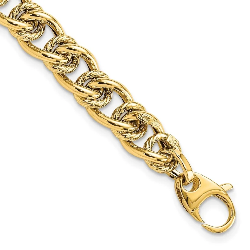 Women’s adjustable bracelets-14k Yellow Gold 7mm Fancy Link Bracelet, 7.5"