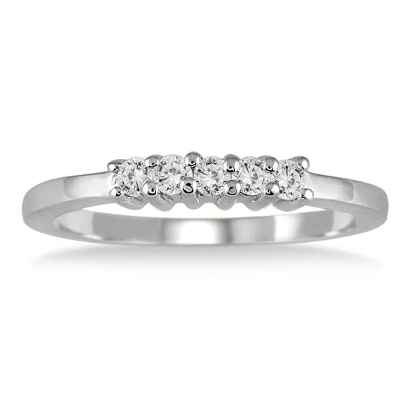 Women’s gold engagement rings-1/4 Carat TW 5 Stone Diamond Wedding Band in 10K White Gold