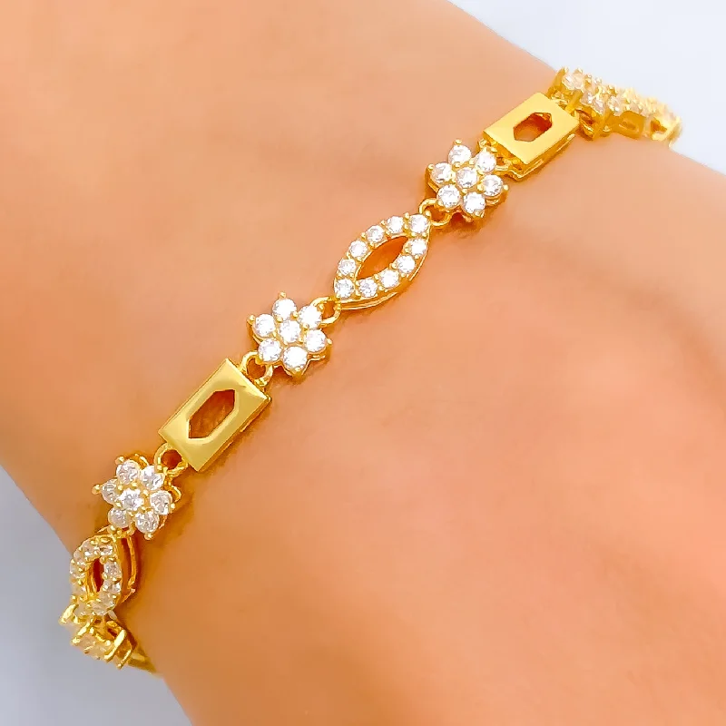 Women’s luxury bracelets-Sparkling Radiant 22k Gold CZ Bracelet