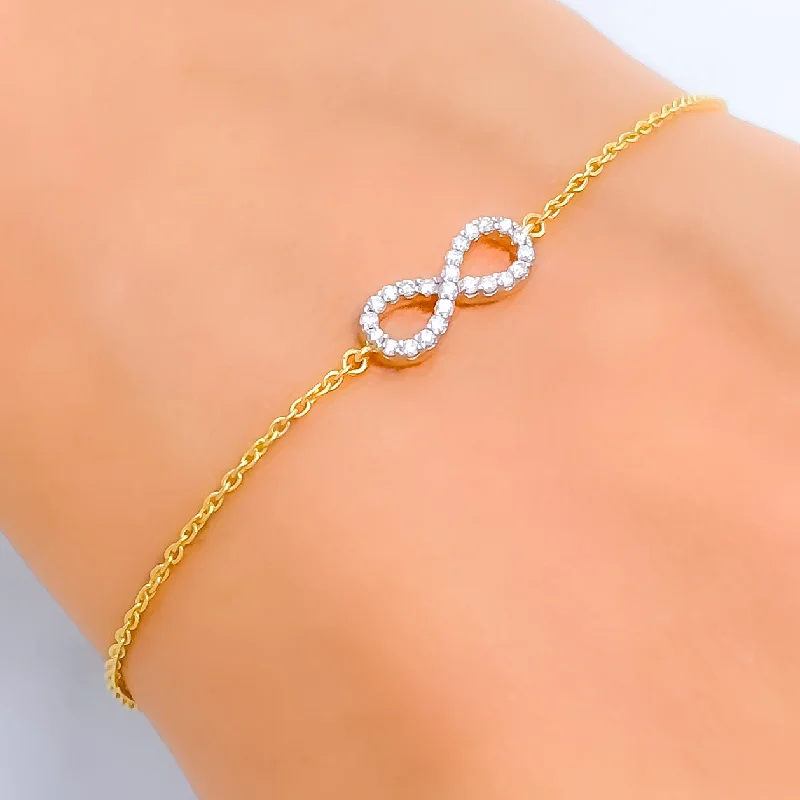 Women’s bangles-Stylish Radiant Infinity Loop Diamond + 18k Gold Bracelet