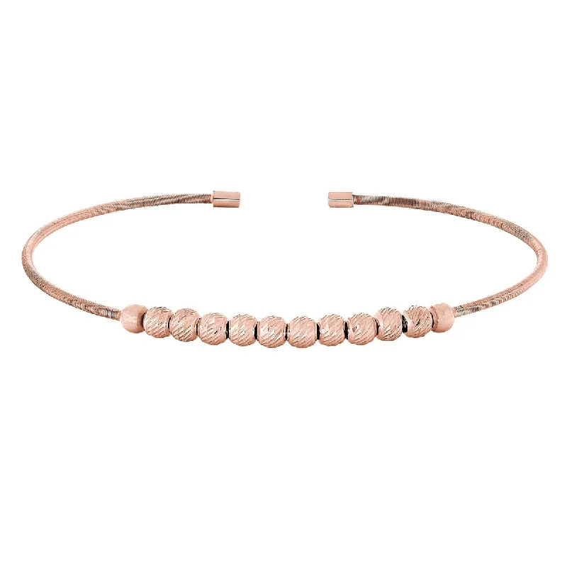 Women’s chic bracelets-Bella Cavo Flexible Bead Cuff Bracelet in Sterling Silver with Rose Gold Plate