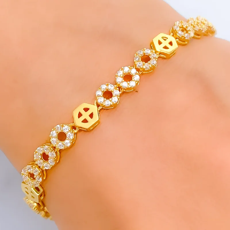 Women’s cuff bangles-Opulent Graceful 22k Gold CZ Bracelet