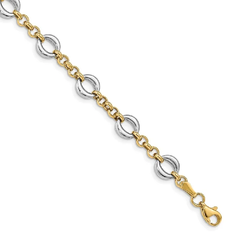 Women’s friendship bracelets-14k Two-tone 7.75mm Polished Fancy Link Bracelet, 7.5"