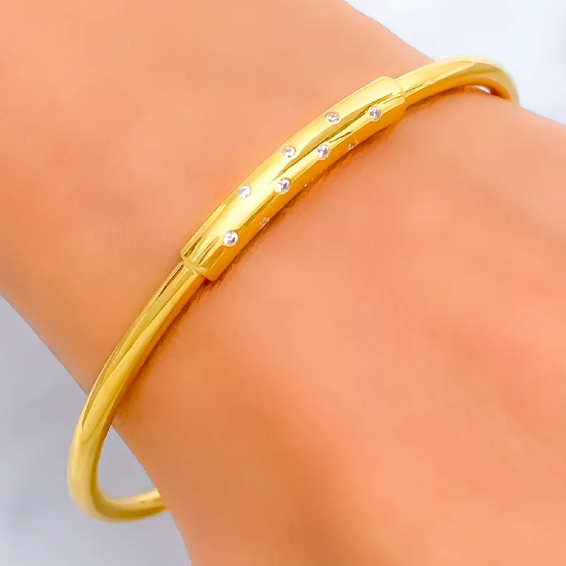 Women’s braided bracelets-Lovely Charming 21k Gold CZ Bangle Bracelet