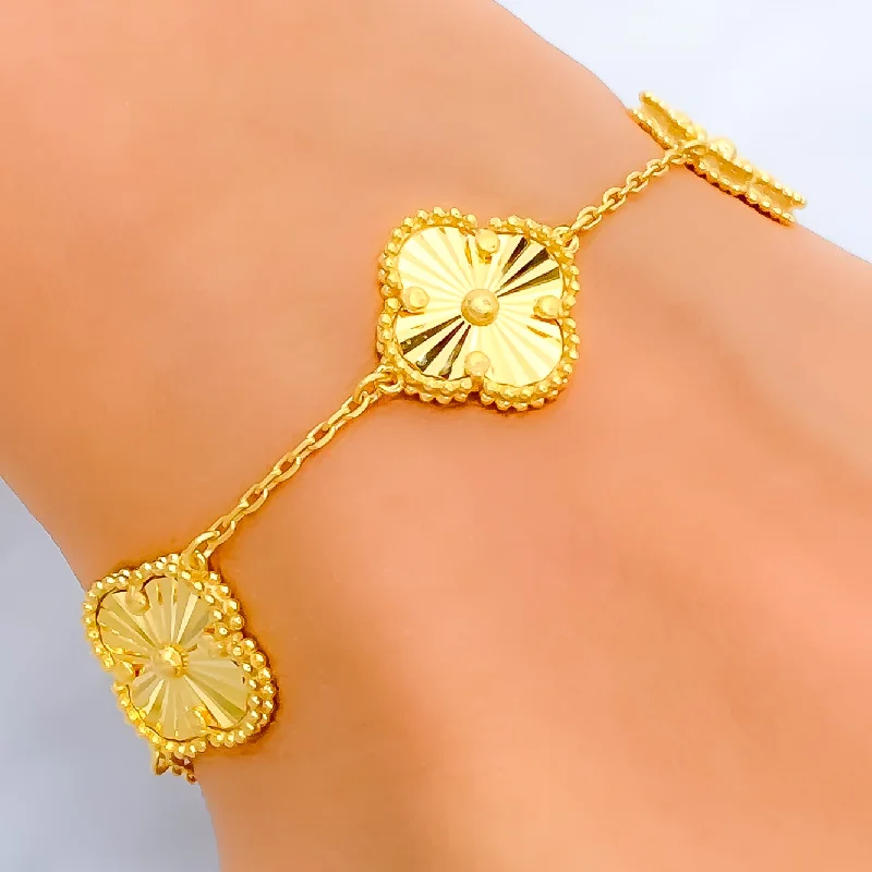 Women’s color stone bracelets-Brilliant Sleek 21k Gold Bracelet