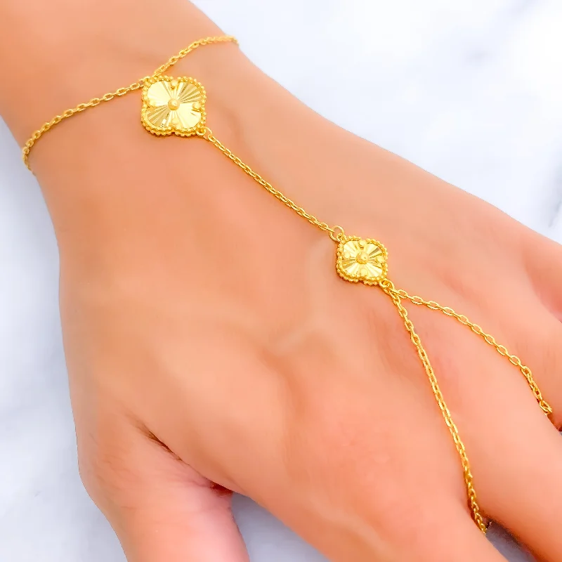 Women’s boho bracelets-Signature Heirloom 21k Gold Finger Bracelet