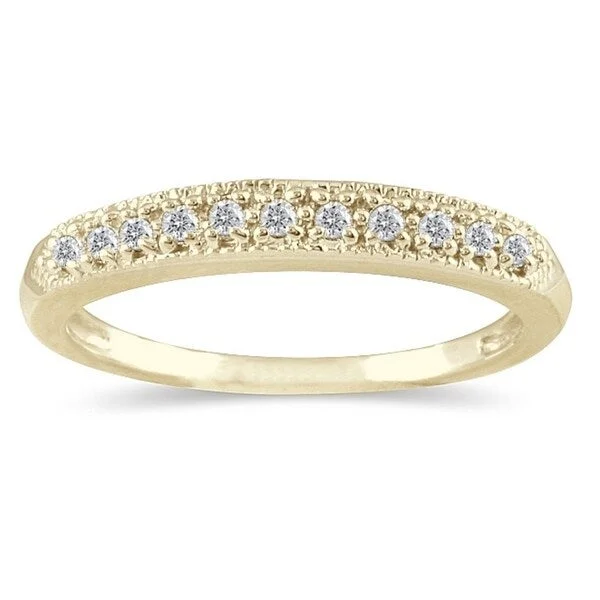 Women’s radiant diamond engagement rings-1/10 Carat TW Diamond Wedding Band in 10K Yellow Gold