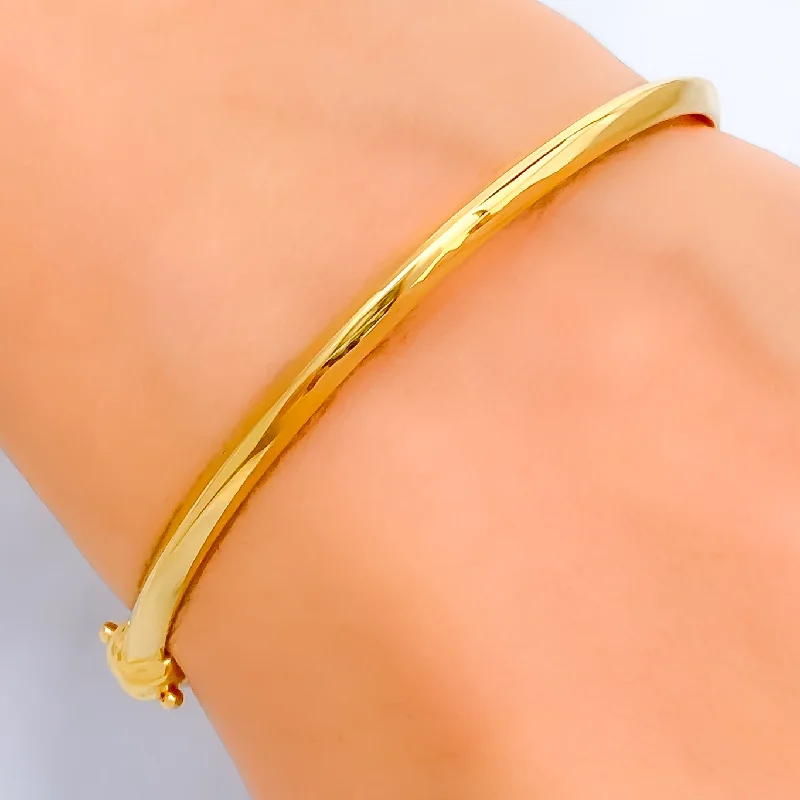 Women’s classic bangles-Dainty Glistening 22k Gold Bangle Bracelet