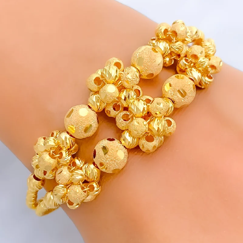 Women’s delicate bangle bracelets-Extravagant Blooming 21k Statement Bangle Bracelet