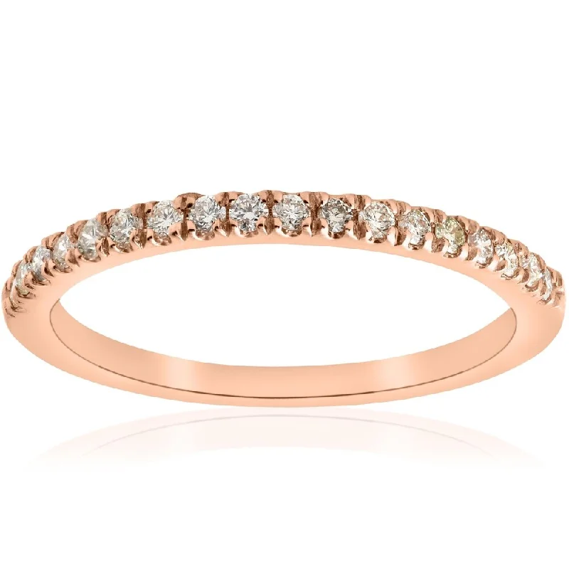 Women’s solitaire engagement rings with bands-Pompeii3 10k Rose Gold 1/4 ct TDW Diamond Stackable Wedding Anniversary Ring (I-J,I2-I3) - White I-J - White I-J