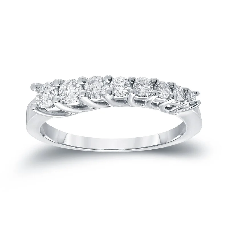 Women’s floral engagement rings-Auriya Round Diamond Wedding Band 1/2ct TDW 14k White Gold