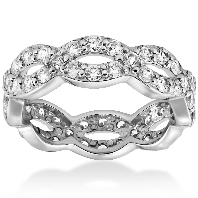 Women’s cushion-cut diamond engagement rings-1 cttw Diamond Infinity Eternity Wedding Anniversary Ring White Gold