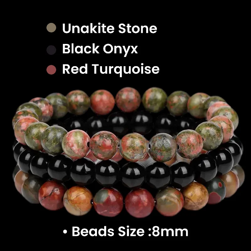 Women’s trendy bangles-Red Turquoise Cyrstal Bracelet Bundle