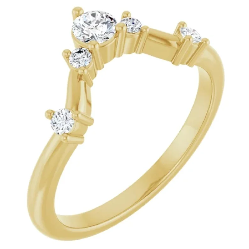 Women’s affordable vintage engagement rings-1/2Ct Diamond V Shape Contour Wedding Guard Ring Lab Grown 14k Gold