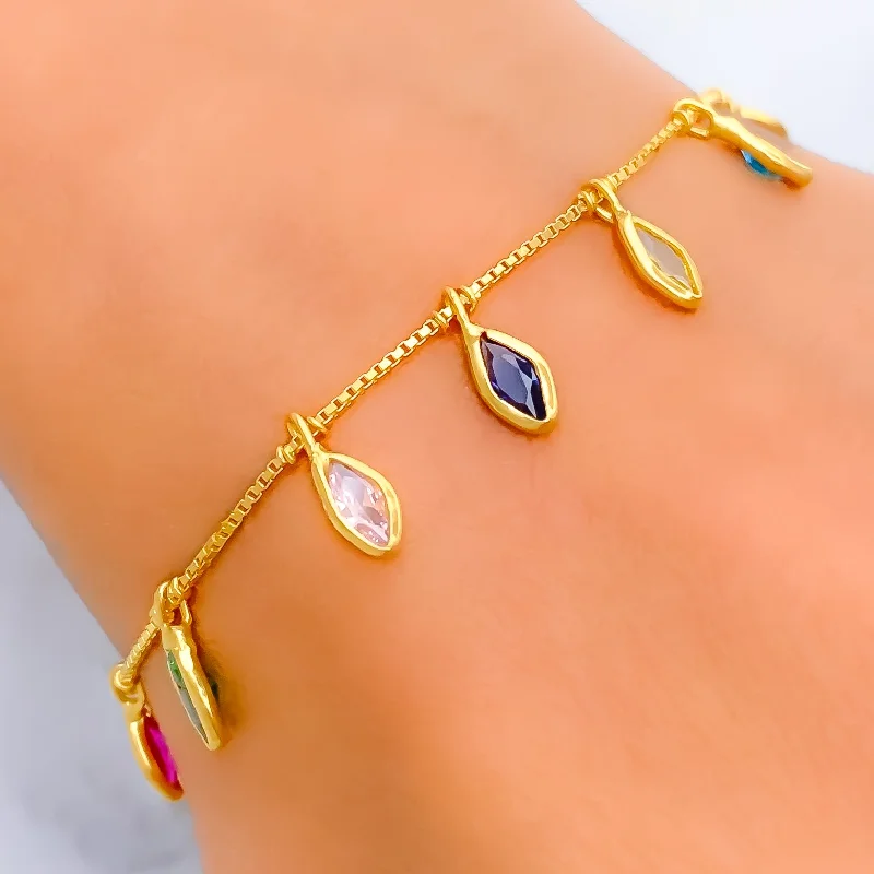 Women’s custom bracelets-Stylish Grandiose 22k Gold CZ Bracelet