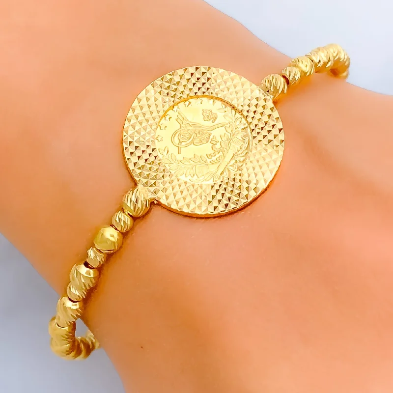 Women’s matching bracelets-Iconic Shimmering 21k Statement Bangle Bracelet