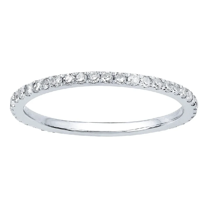 Women’s yellow gold engagement rings-Viducci 10k White Gold 1/2ct Pave Eternity Diamond Wedding Band