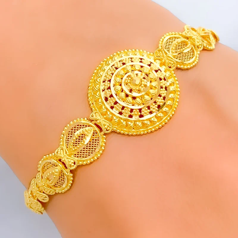 Women’s thin bangles-Opulent Round 22k Gold Bracelet