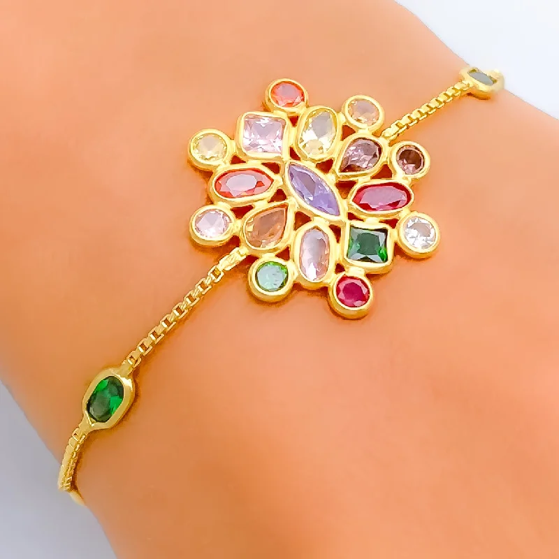 Women’s gemstone bangle bracelets-Clustered Adorned 22k Gold CZ Bracelet