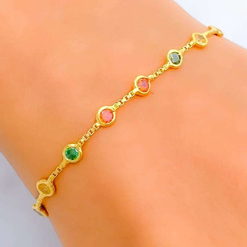 Women’s stretch bracelets-Trendy Distinct 22k Gold CZ Bracelet