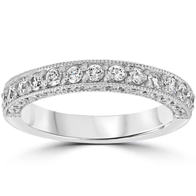 Women’s wedding ring engagement sets-1 1/6ct Diamond Vintage Heirloom Wedding Ring White Gold