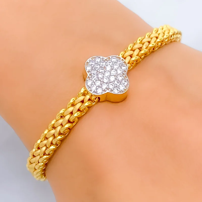 Women’s leather cuff bracelets-Decadent Jazzy 21k Gold CZ Bracelet