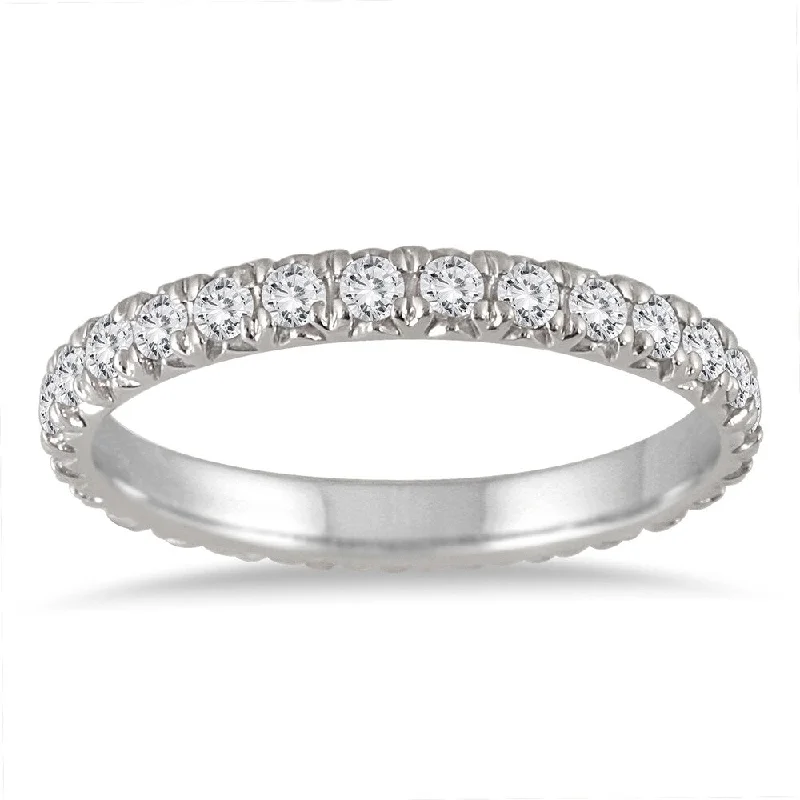 Women’s heart-shaped engagement rings-1 3/8 Carat TW Diamond Eternity Wedding Band in 14K White Gold