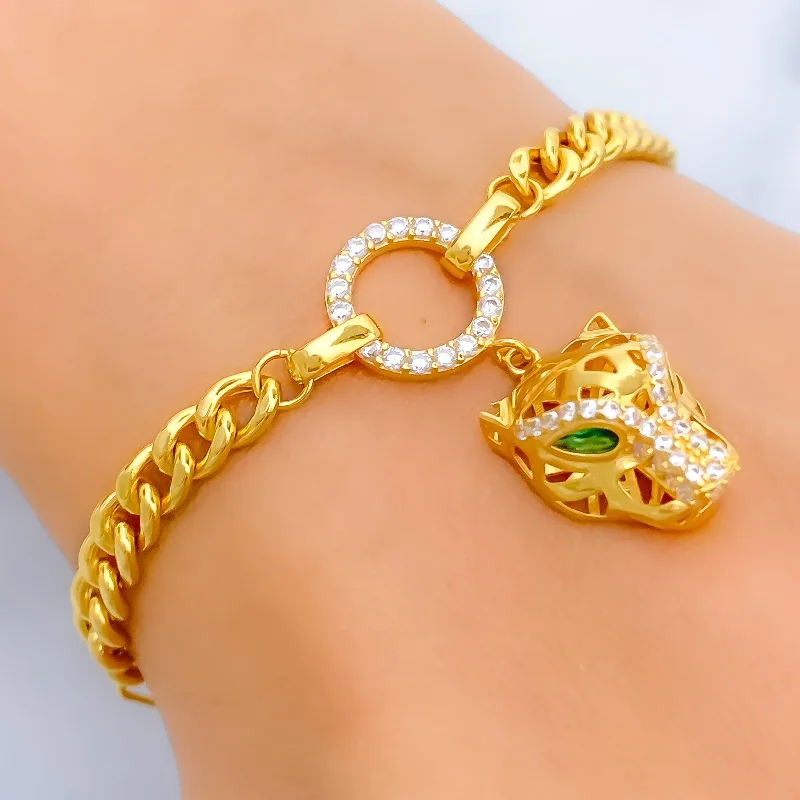 Women’s lucky charm bracelets-Vibrant Adorned 21k Gold CZ Bracelet