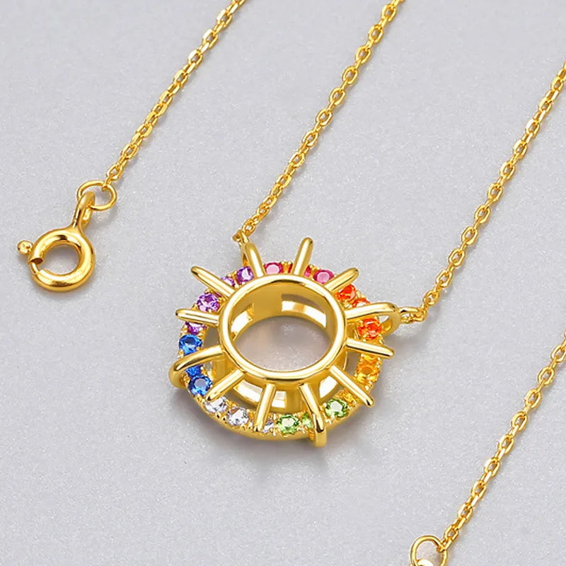 Women’s romantic necklaces-Retro Sun Sterling Silver Plating Inlay Zircon Gold Plated Necklace