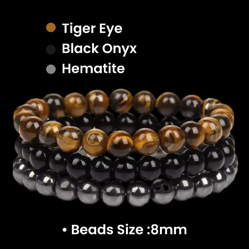 Women’s opal bracelets-Tiger Eye Hematite Cyrstal Bracelet Bundle