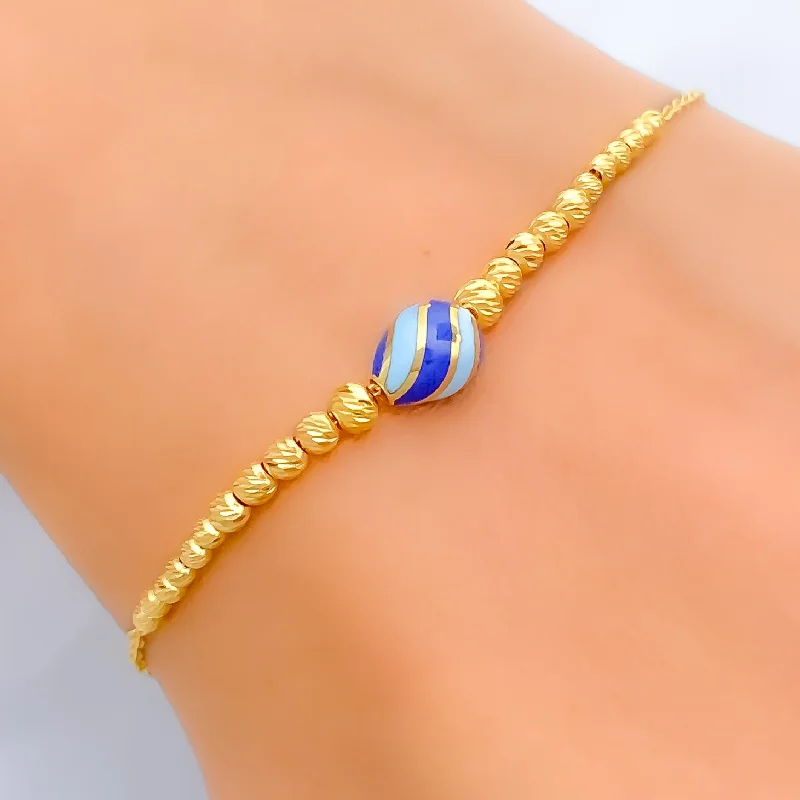 Women’s gemstone cuff bracelets-Gorgeous Blue 21k Gold Bracelet