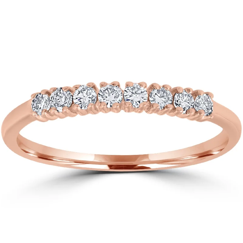 Women’s large diamond engagement rings-14K Rose Gold 1/5 ct TDW Diamond Ring Womens Stackable Wedding Anniversary Band - White