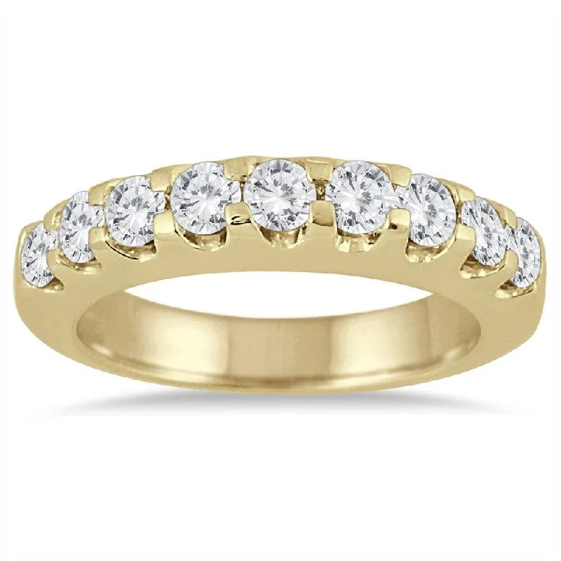 Women’s engagement rings with halo settings-1 Carat TW Nine Stone Diamond Wedding Band in 10K Yellow Gold