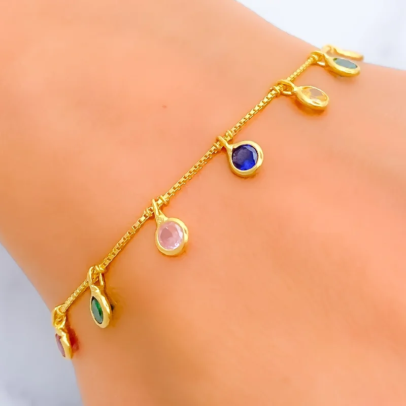 Women’s zodiac bracelets-Accented Shimmering 22k Gold CZ Bracelet