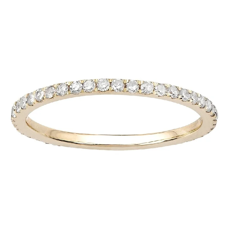 Women’s affordable engagement rings-Viducci 10k Yellow Gold 1/2ct Pave Eternity Diamond Wedding Band