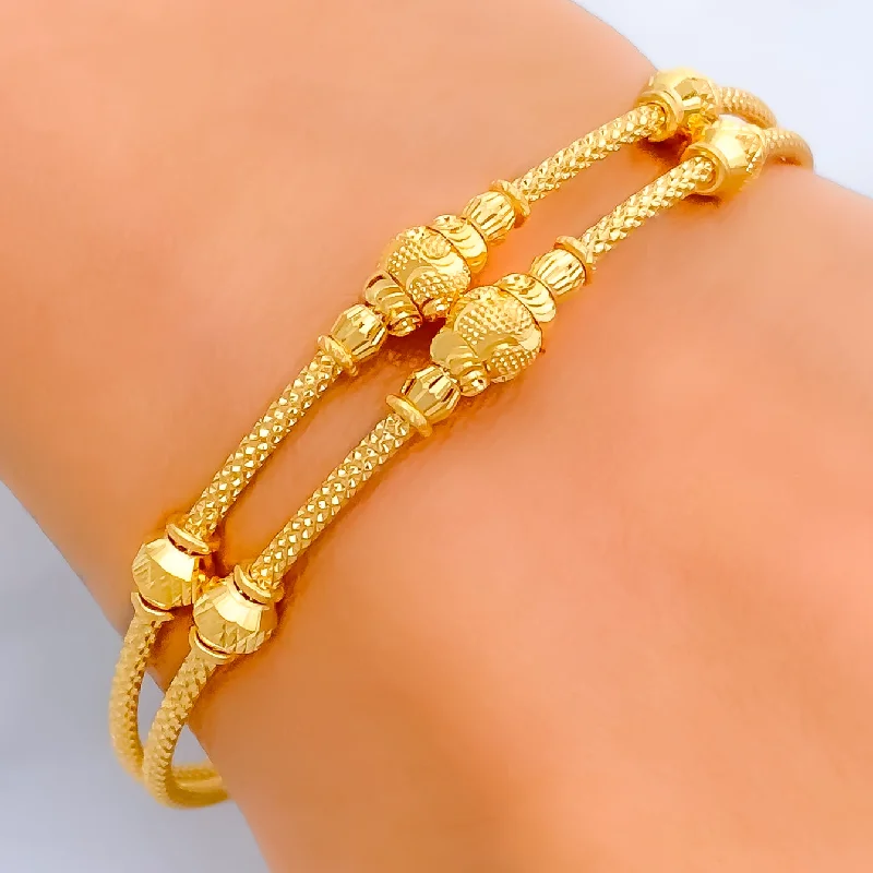 Women’s sparkling bracelets-Opulent Glowing 22k Gold Bangle Bracelet