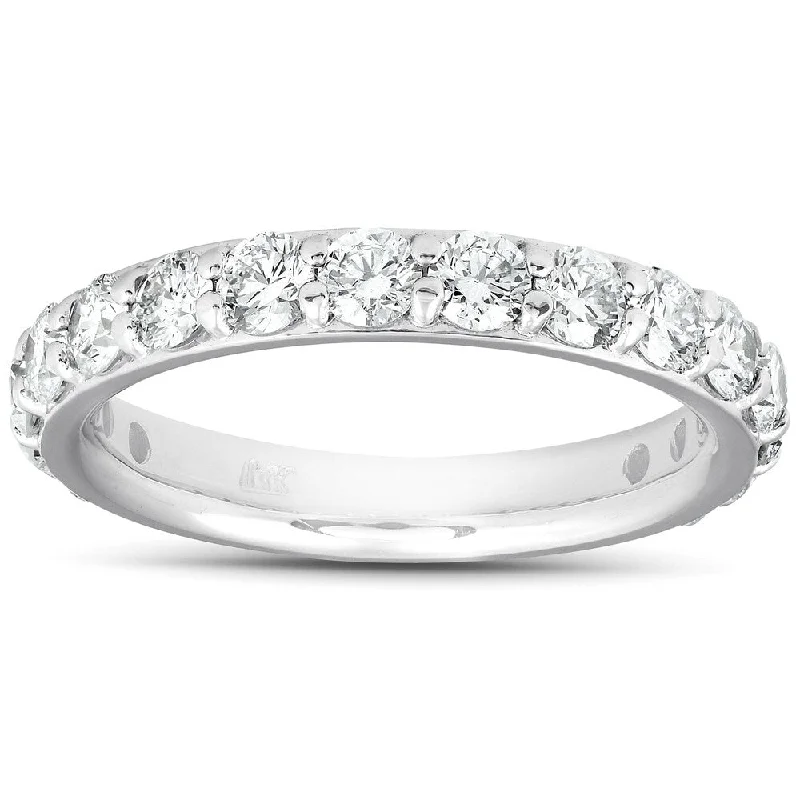 Women’s custom-designed engagement rings-1 1/2 Ct Diamond Wedding Ring 14k White Gold Stackable Anniverary Band