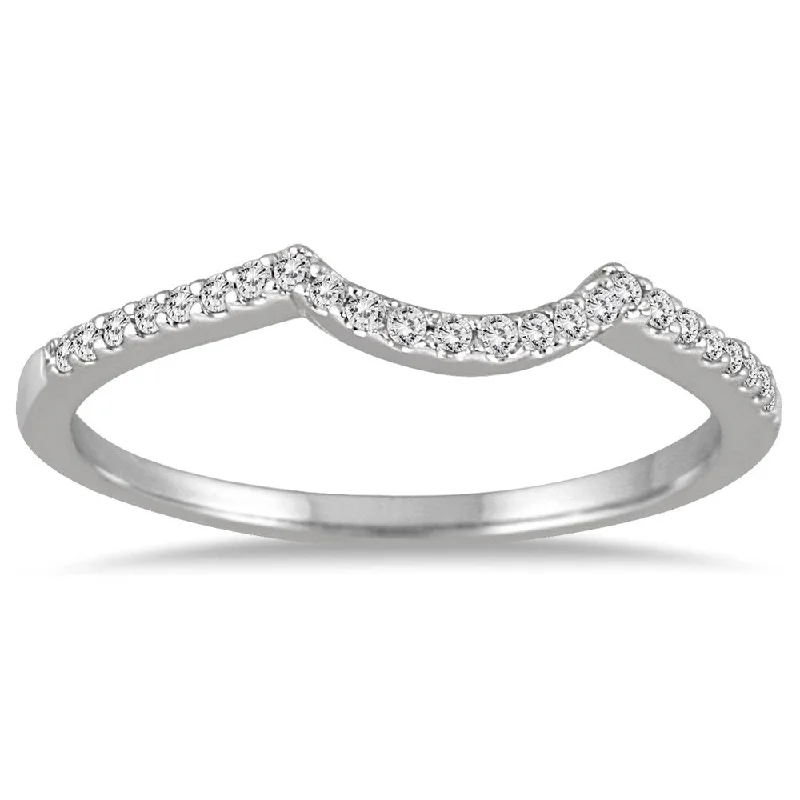 Women’s double halo engagement rings-1/8 Carat TW Diamond Wedding Band in 14K White Gold