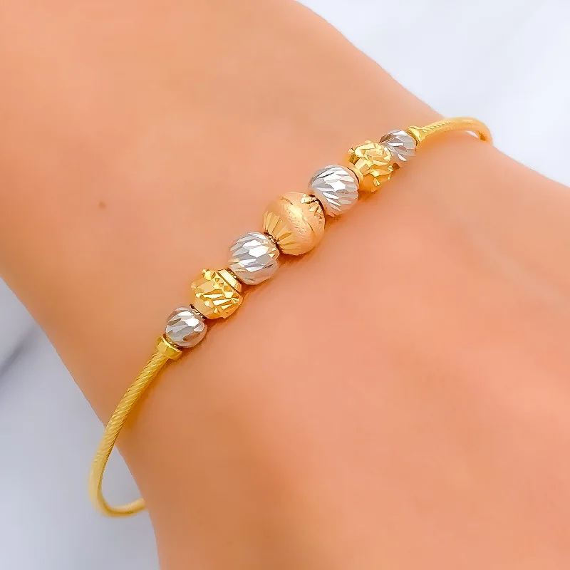 Women’s thick bangle bracelets-Luxurious Alternating 22k Gold Bangle Bracelet