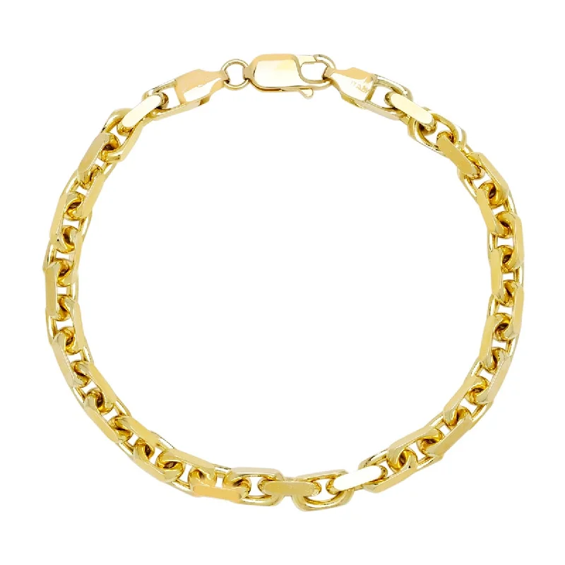 Women’s bridal bracelets-Anchoro Link Bracelet in 14kt Yellow Gold (8 inches and 4mm wide)