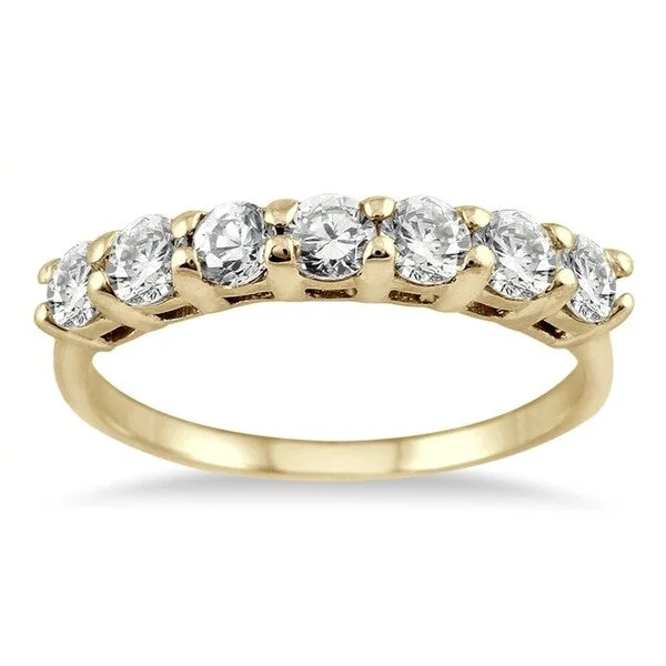 Women’s luxury engagement ring designs-1 Carat TW Seven Stone Diamond Wedding Band in 14K Yellow Gold