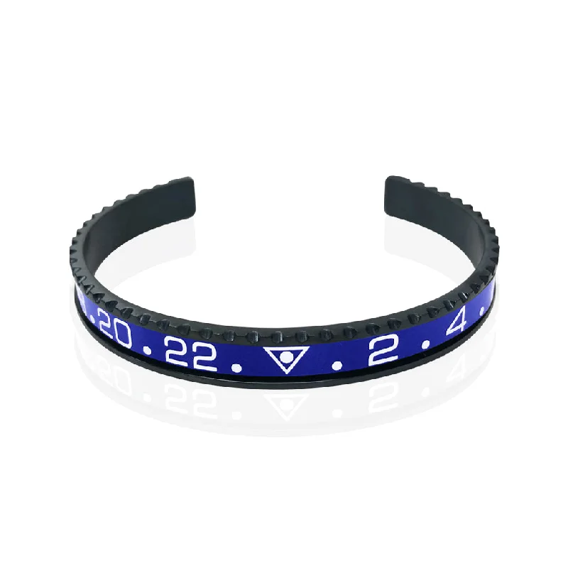 Women’s cuff bracelets-Stainless Steel Blue Watch Speedometer Bracelet