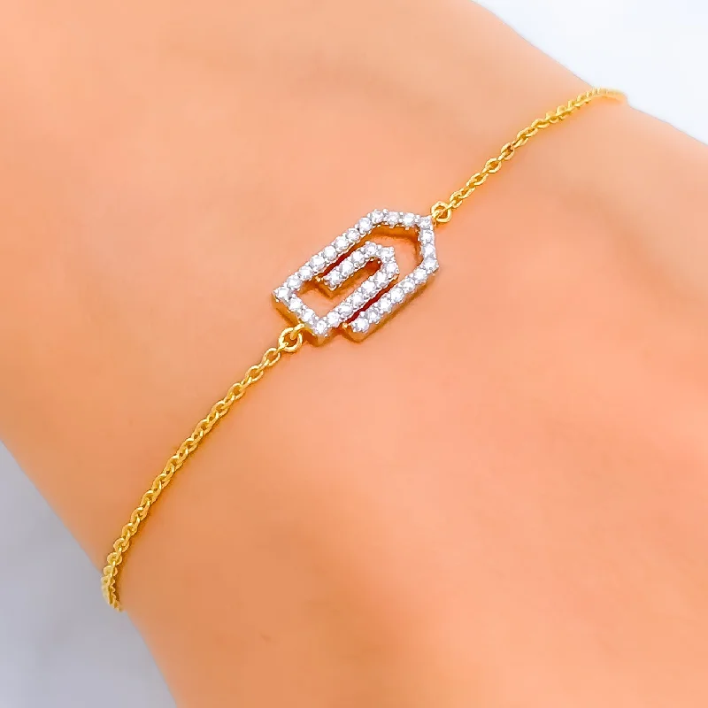 Women’s tennis bracelets-Contemporary Dainty Diamond + 18k Gold Bracelet