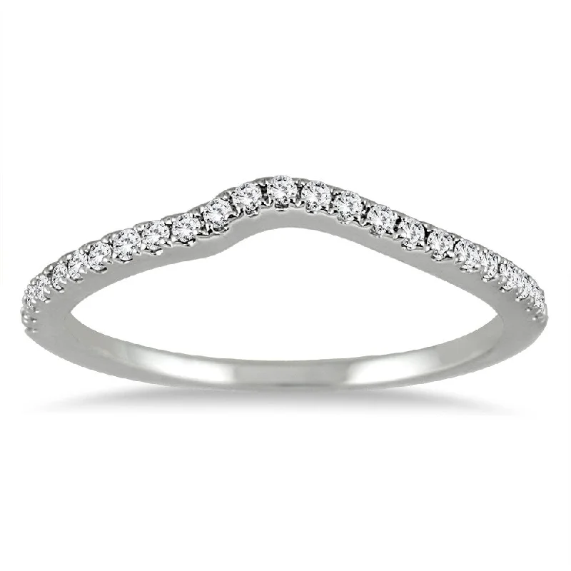 Women’s split-shank engagement rings-1/6 Carat TW Diamond Curved Wedding Band in 14K White Gold