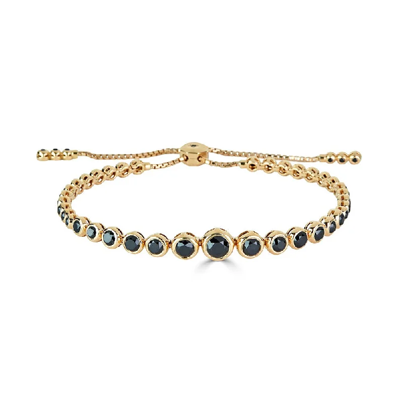 Women’s bridal bangle bracelets-Black Diamond Adjustable Bracelet