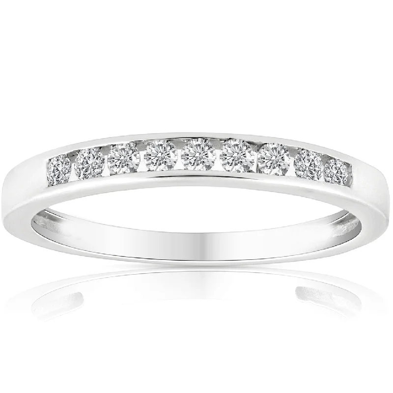 Women’s triple-stone engagement rings-1/4 Ct Diamond Channel Set Wedding Ring White Gold